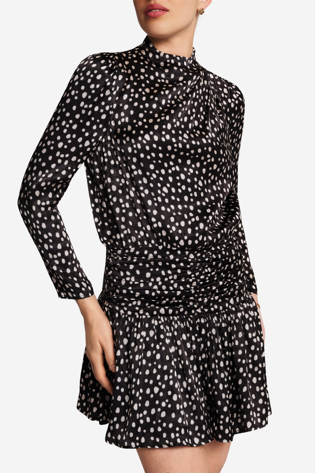 Jacquard Pleated Dress Black Bliss