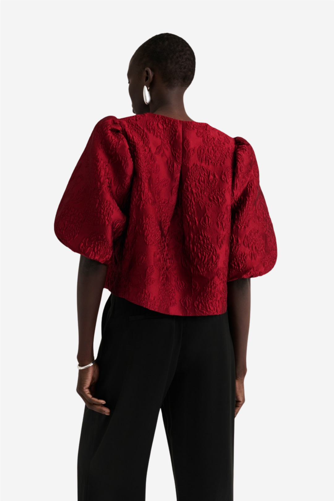 Cleo Pouf Sleeve Blouse Deep Red