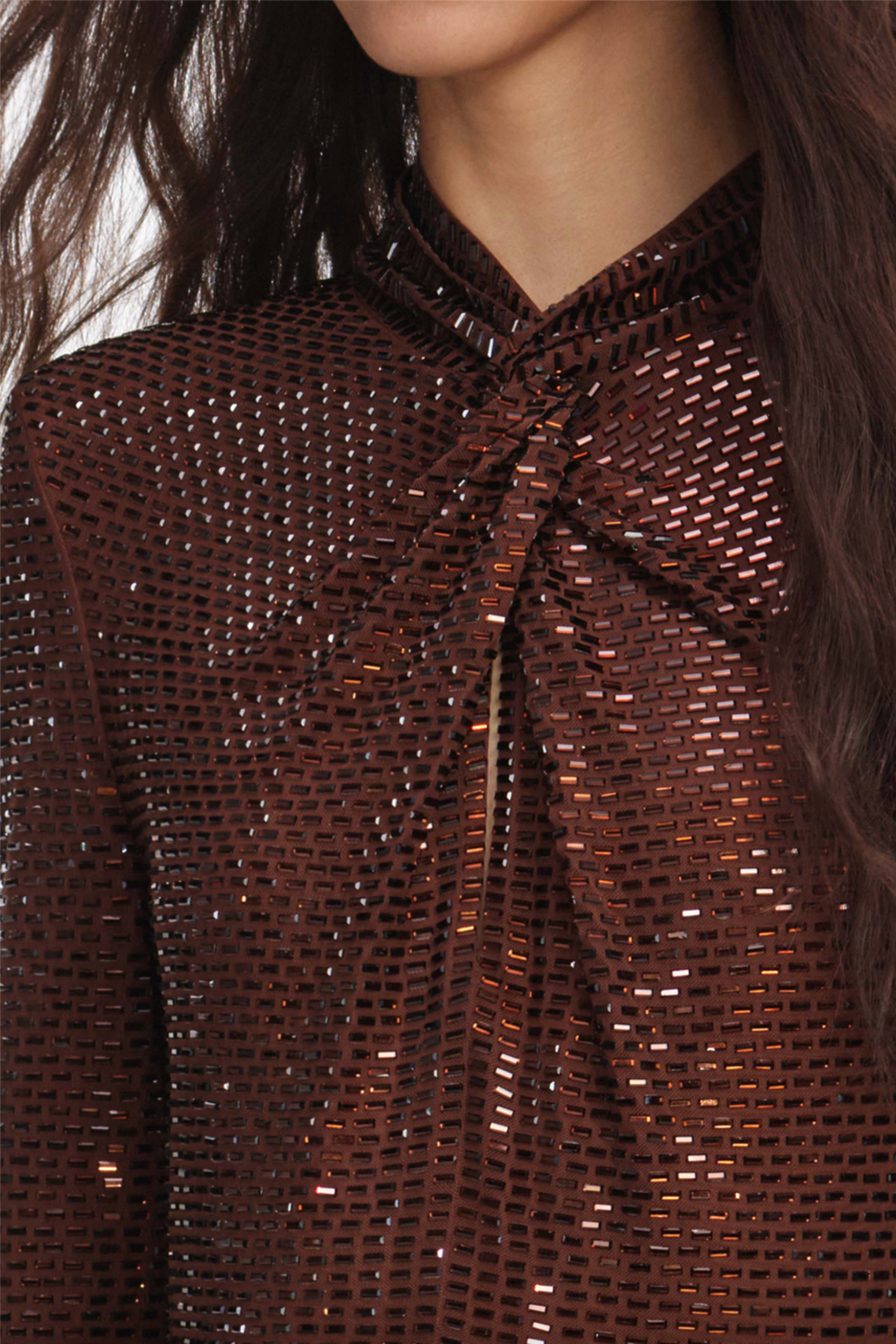 Rhinestone Maxi Dress Brown