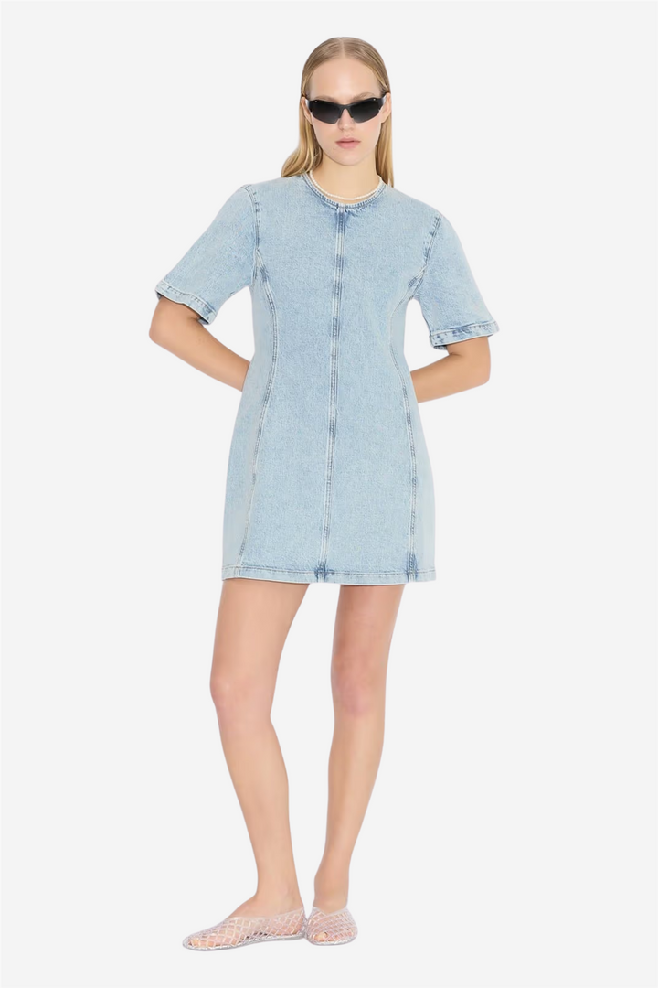 Short Denim Dress Blue Washed