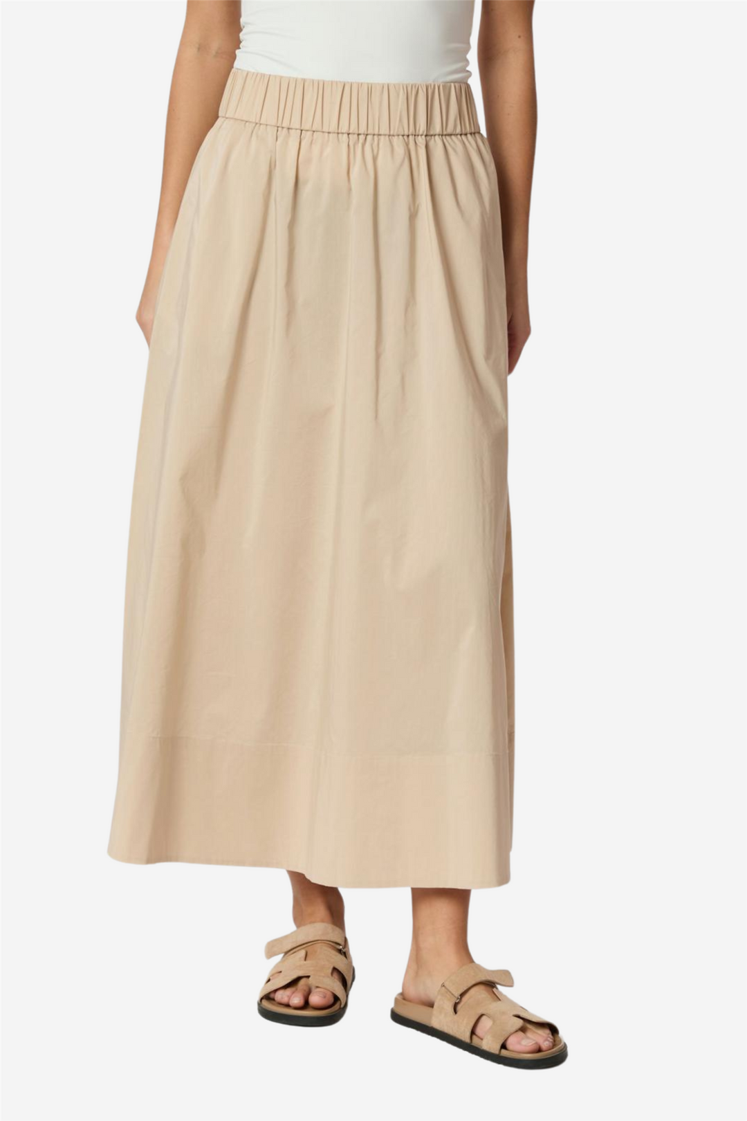 Yara Long Poplin Skirt Dark Sand