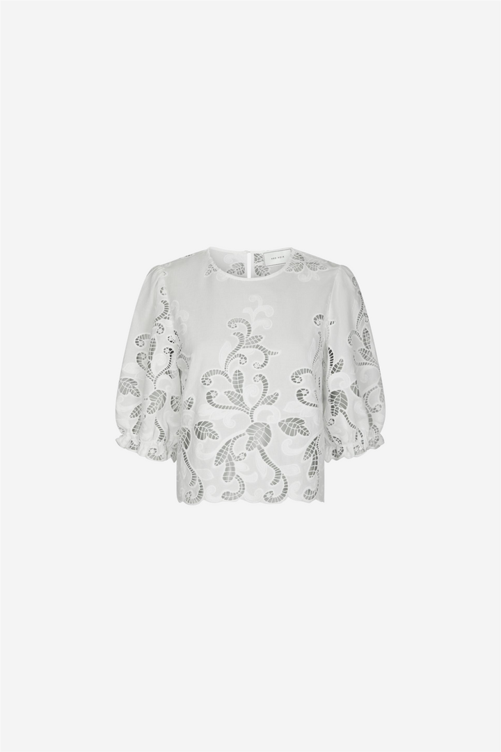 Fia Embroidery Blouse White