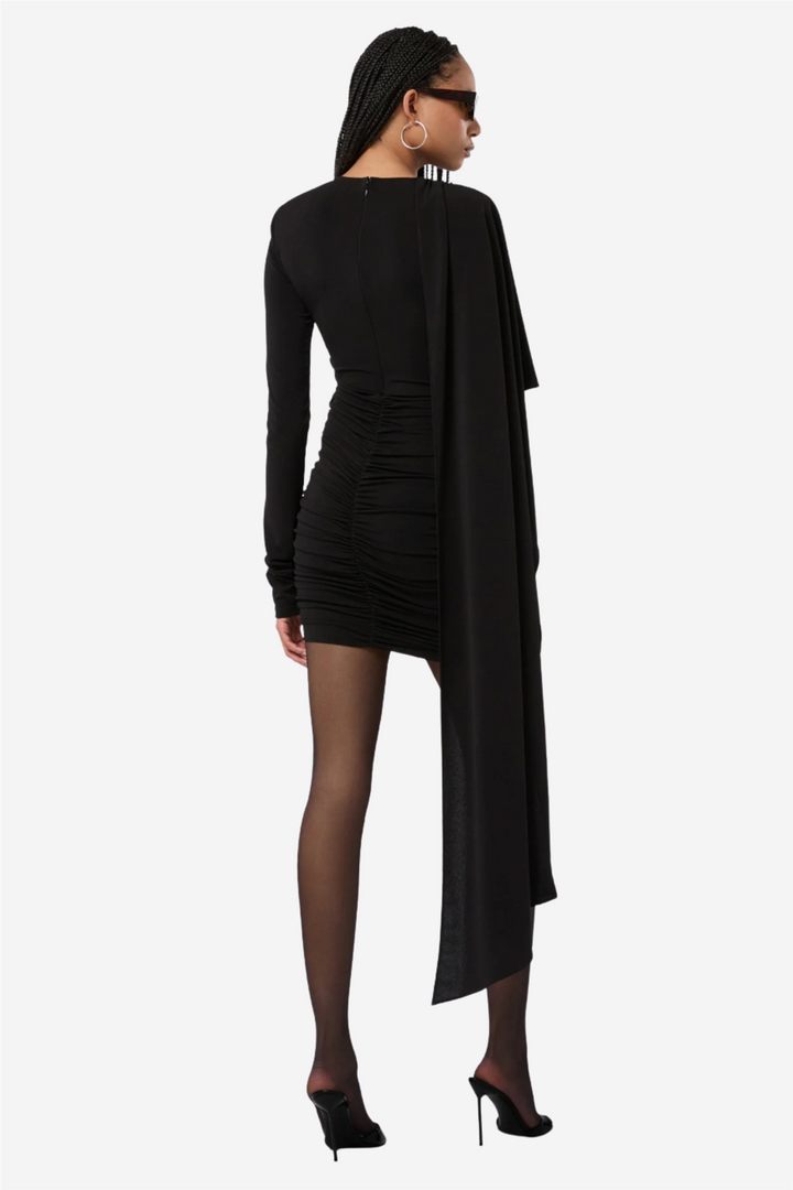 Xenia Cape Effect Mini Dress Black
