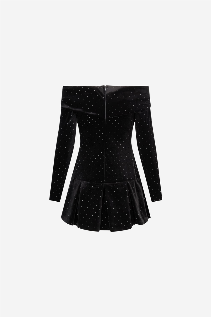 Colette Stud Velour Dress Black
