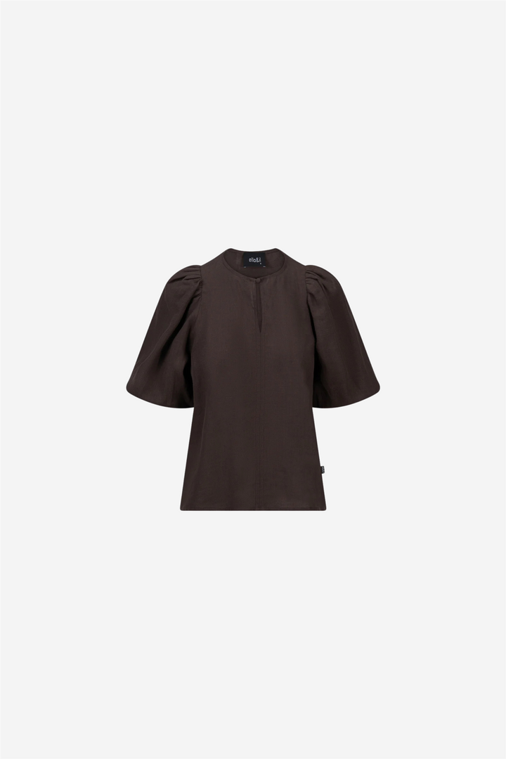 Anna Linen Top Dark Brown