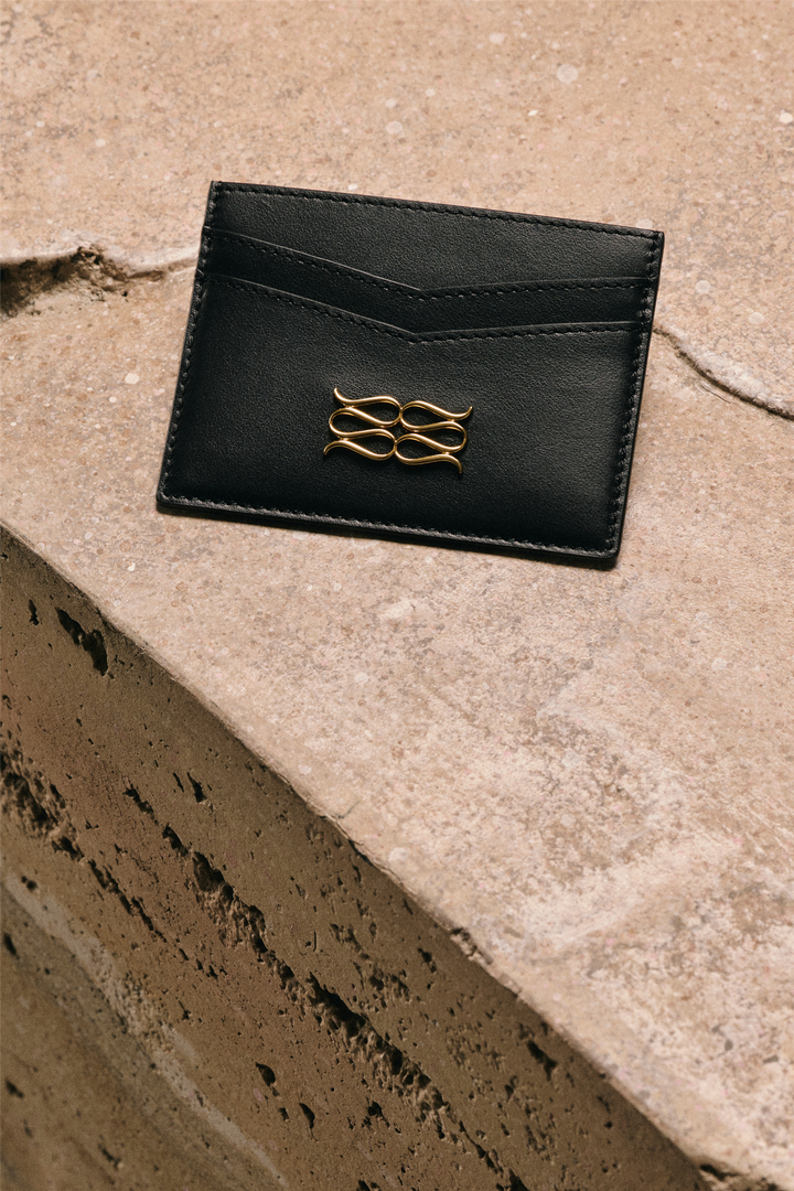 Monogram Leather Card Holder Black