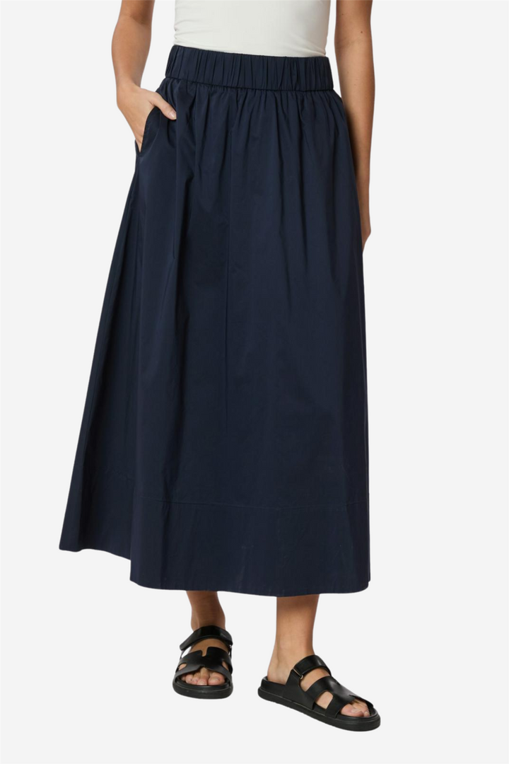 Yara Long Poplin Skirt Navy