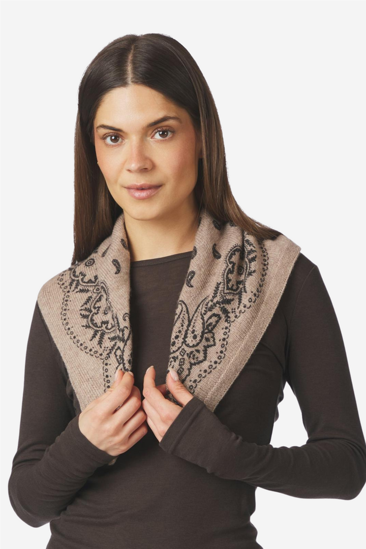 Adelina Paisley Knit Scarf Beige Melange