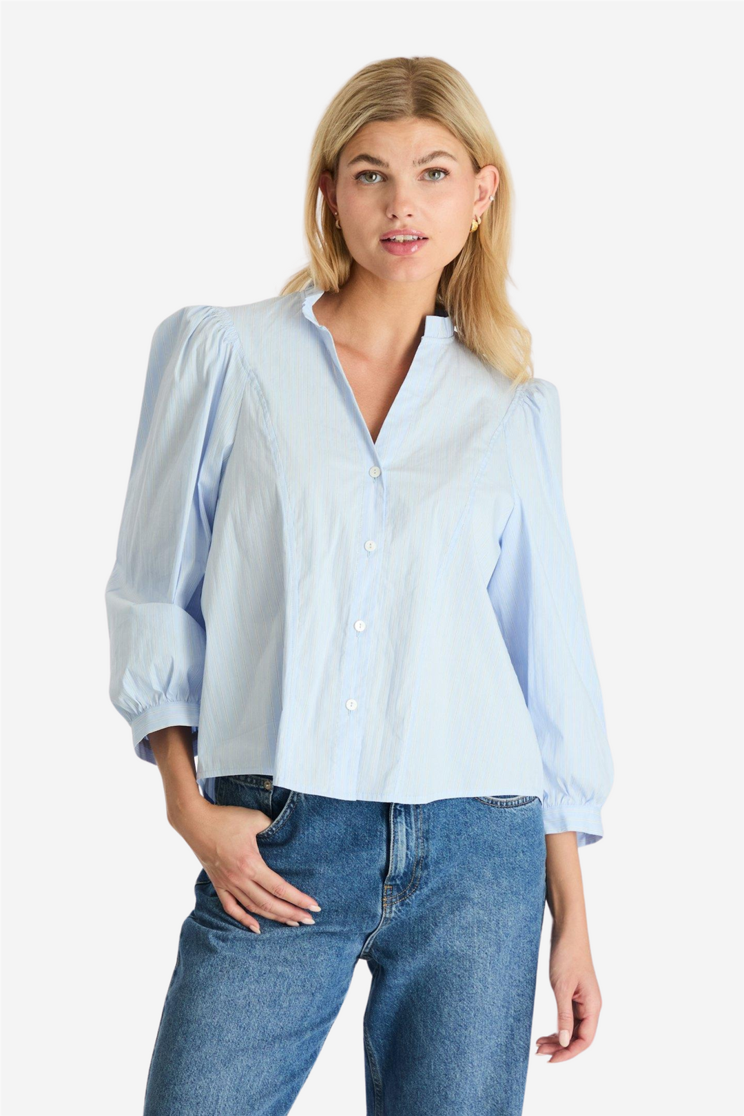 Barba Stripe Blouse Light Blue