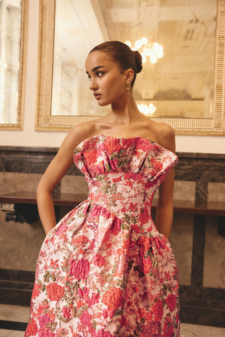 Floralie Strapless Gown Pink Floral