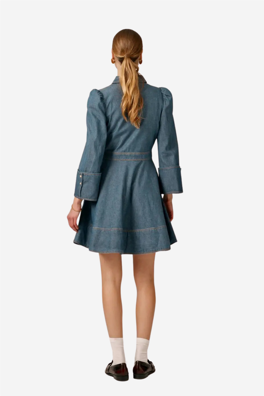 Denim mini dress french blue