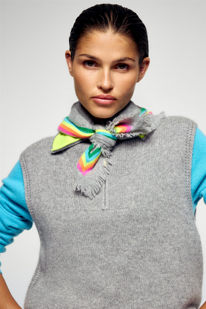 Multicolored Stripes Scarf  Grey