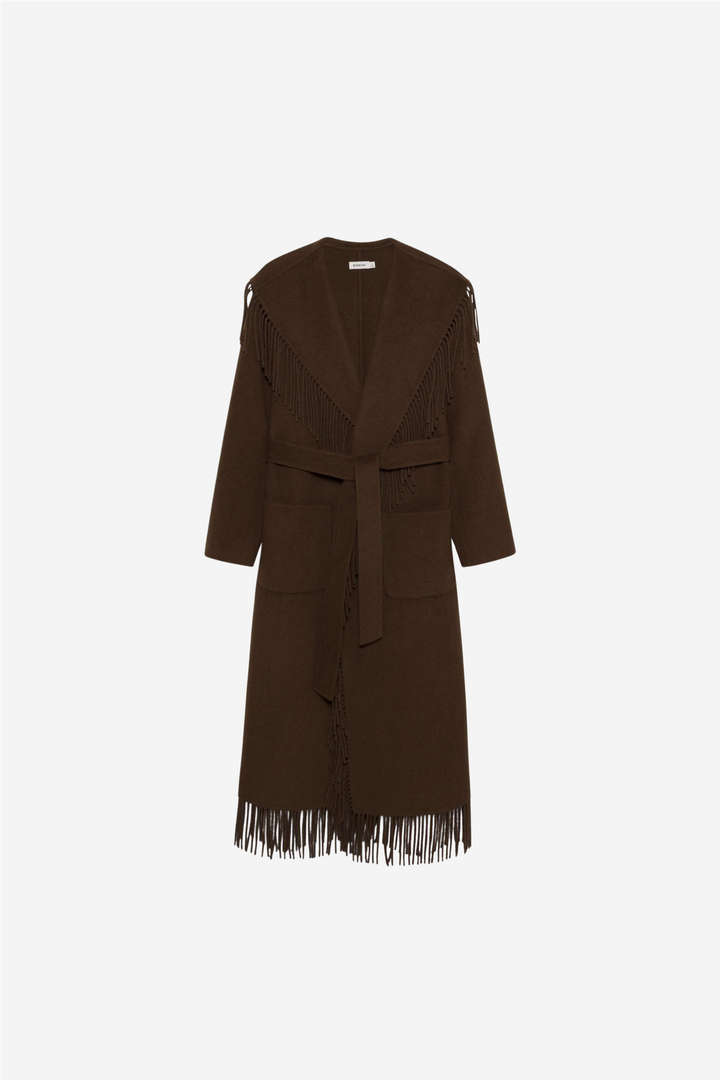 Carrie Fringe Robe Coat Choco Late