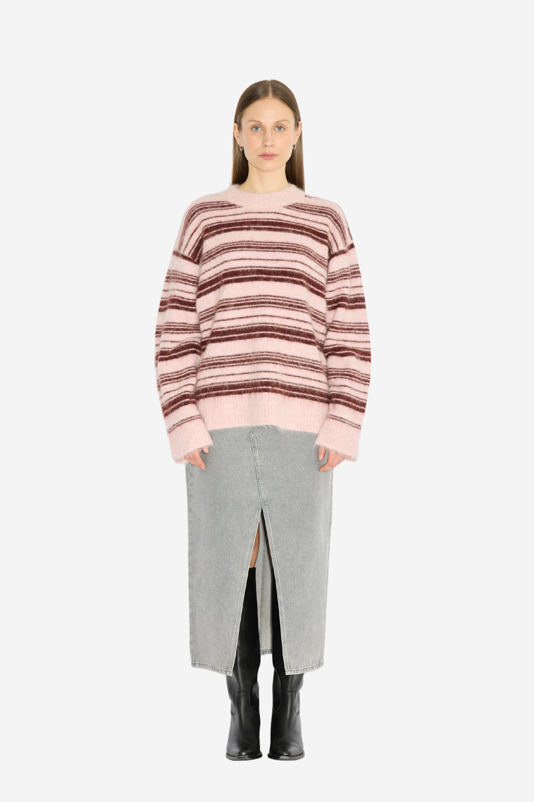 Fluffy Stripe Crew Lt. Pink Mix
