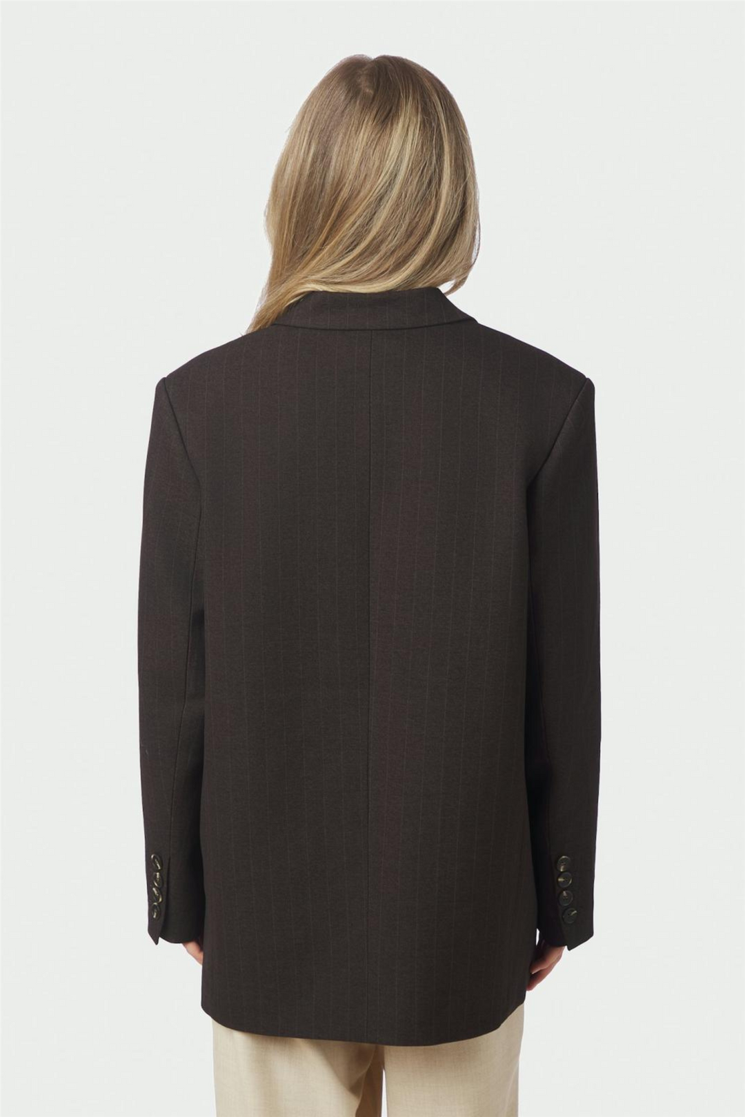 Gaby Pinstripe Blazer Dark Brown