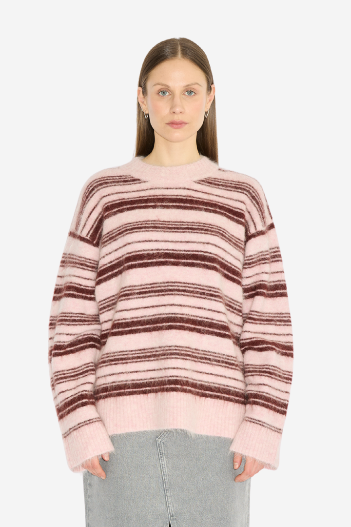 Fluffy Stripe Crew Lt. Pink Mix