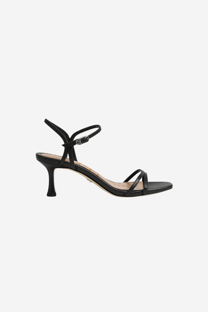 Presley Strappy Kitten Heel Black Leather