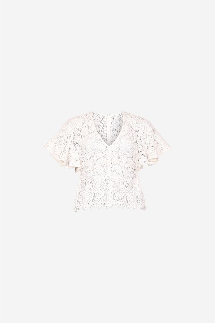 Lace Velvet Top Vintage White