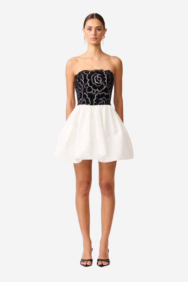 Eris Strapless Mini Dress Black/White