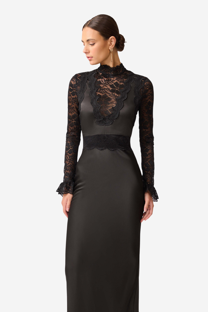 Margot Long Sleeve Gown Black