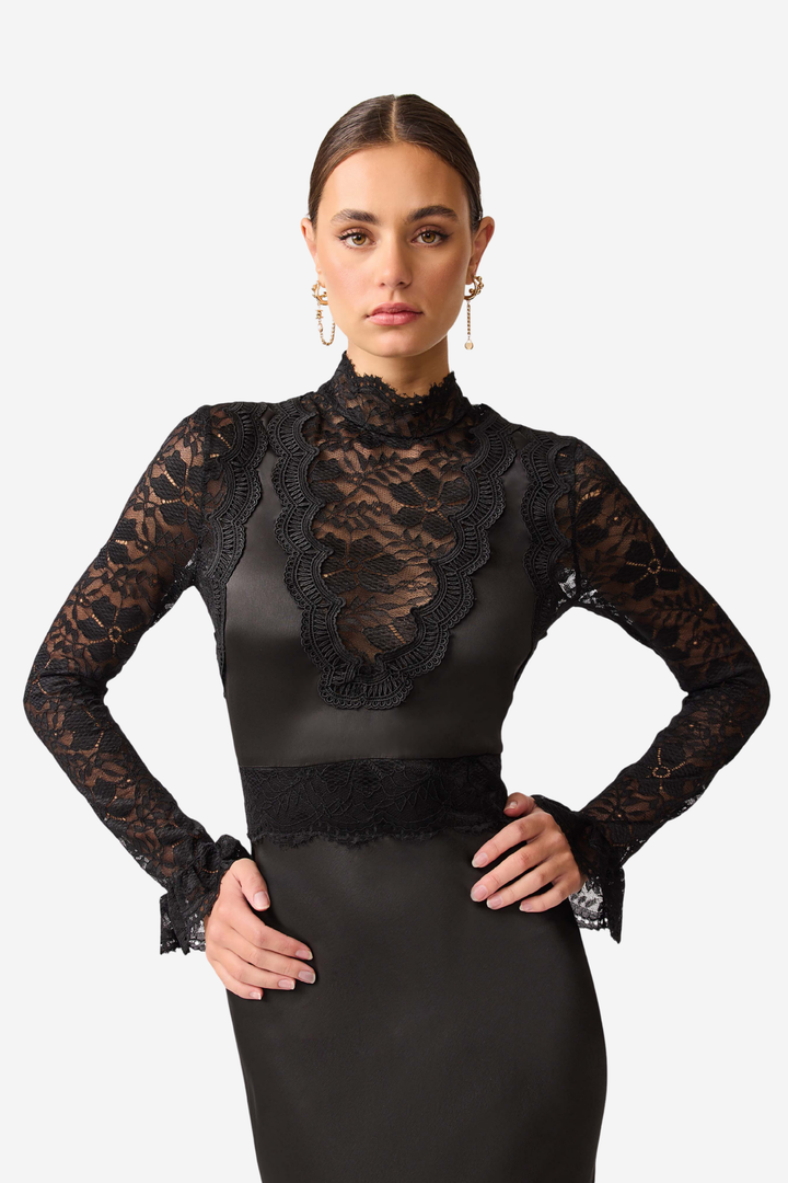 Margot Long Sleeve Gown Black