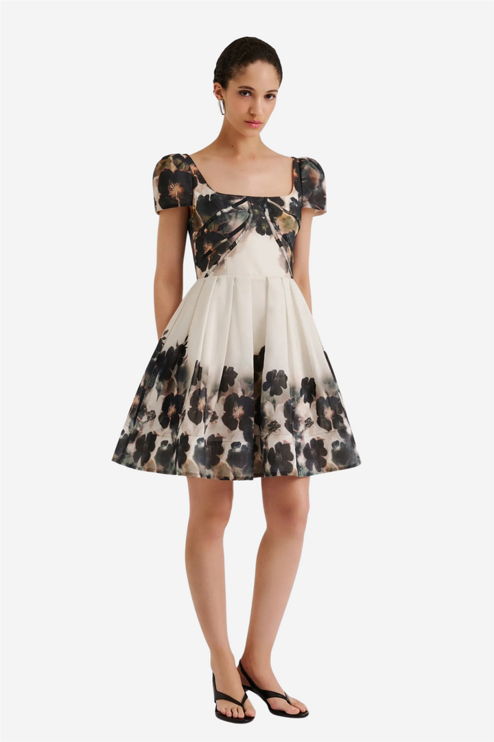 Vanda Pouf Sleeve Mini Dress Dusty Poppy