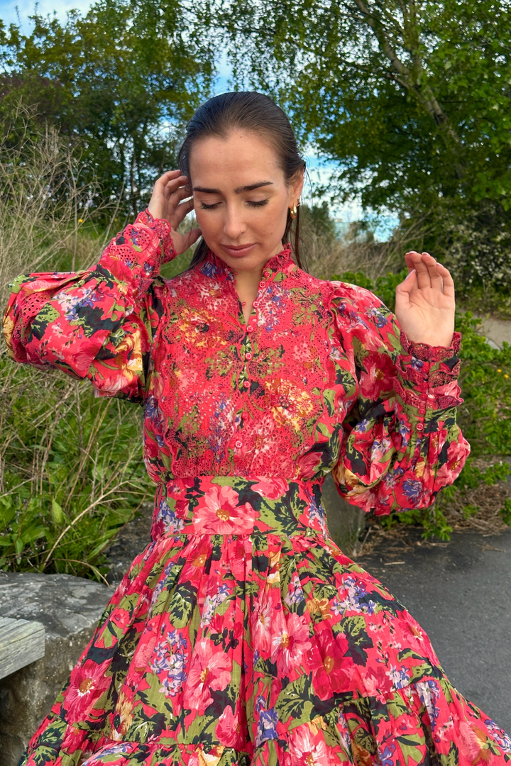 Cotton Slub Mini Dress Pink Blooming