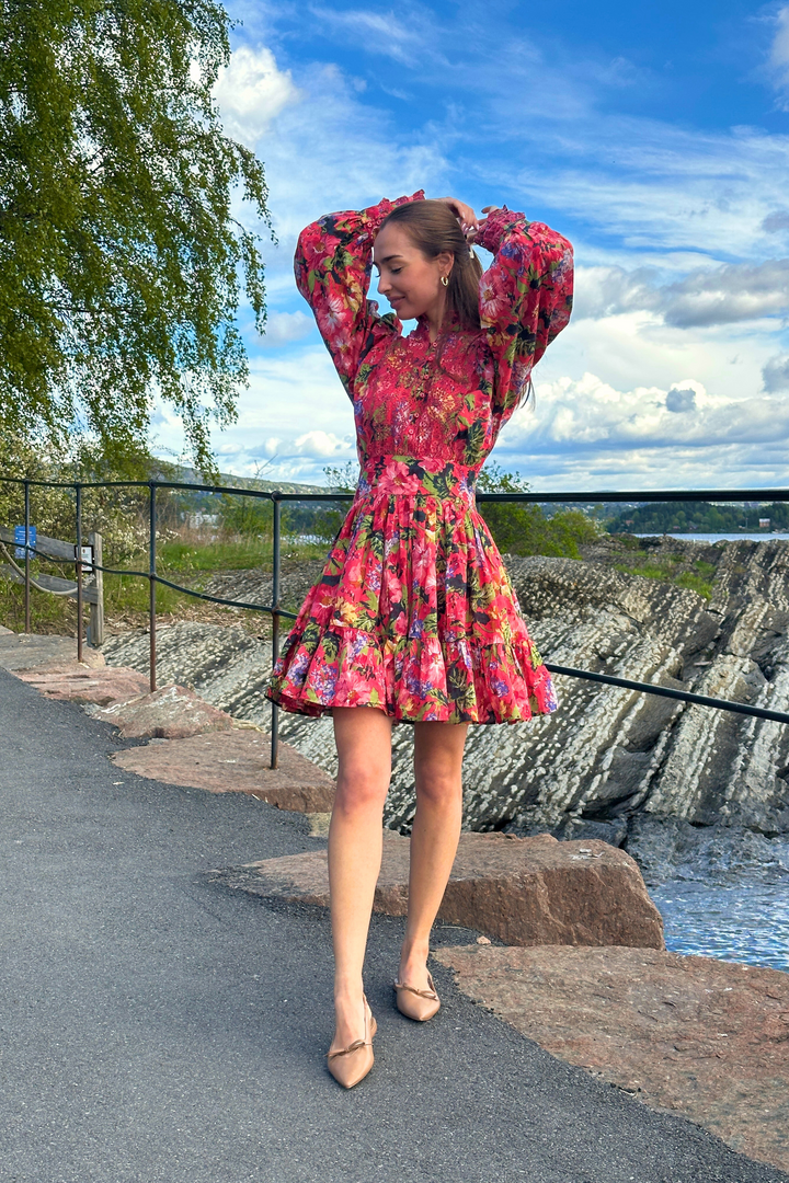 Cotton Slub Mini Dress Pink Blooming