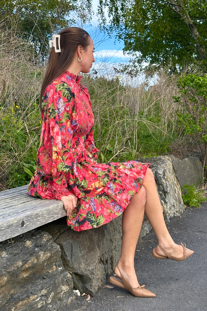Cotton Slub Mini Dress Pink Blooming