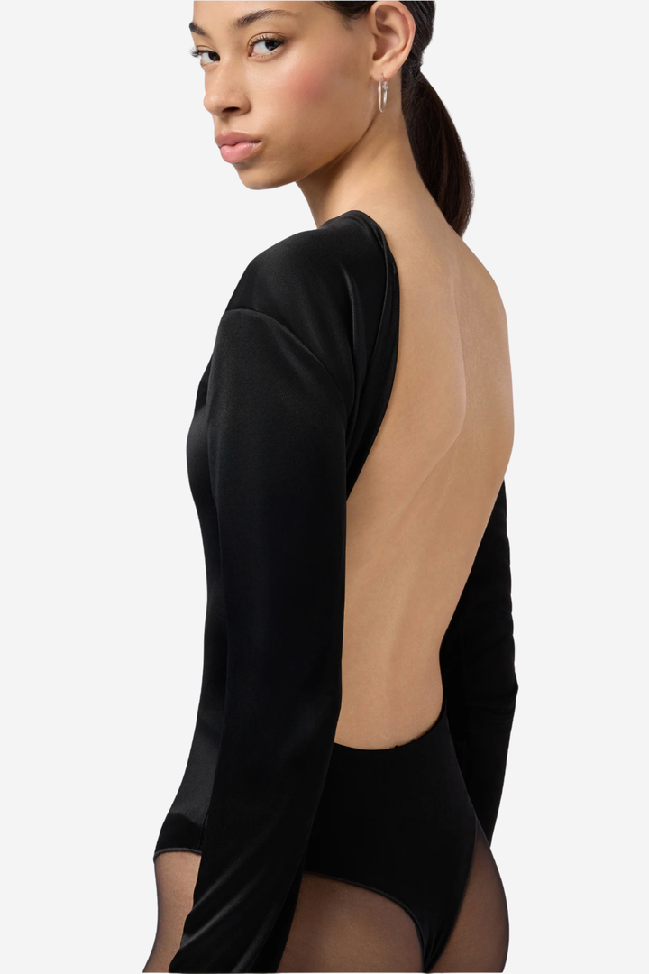 Sabrina Open Back Bodysuit Black