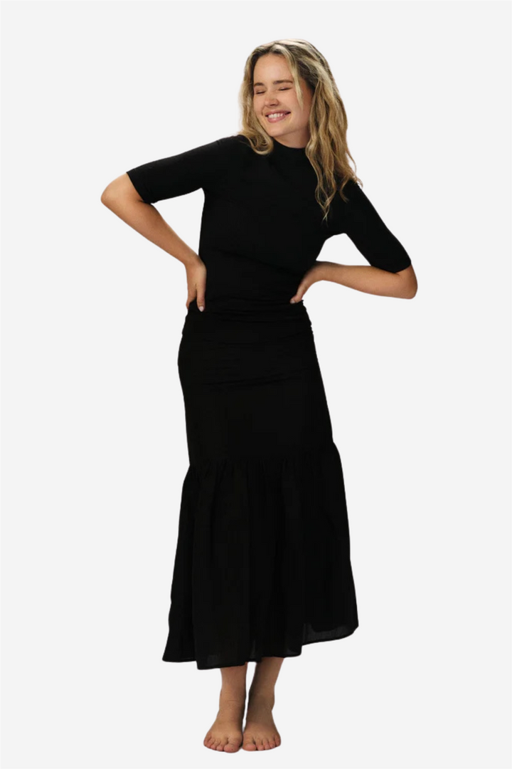 Vida Linen Skirt Black