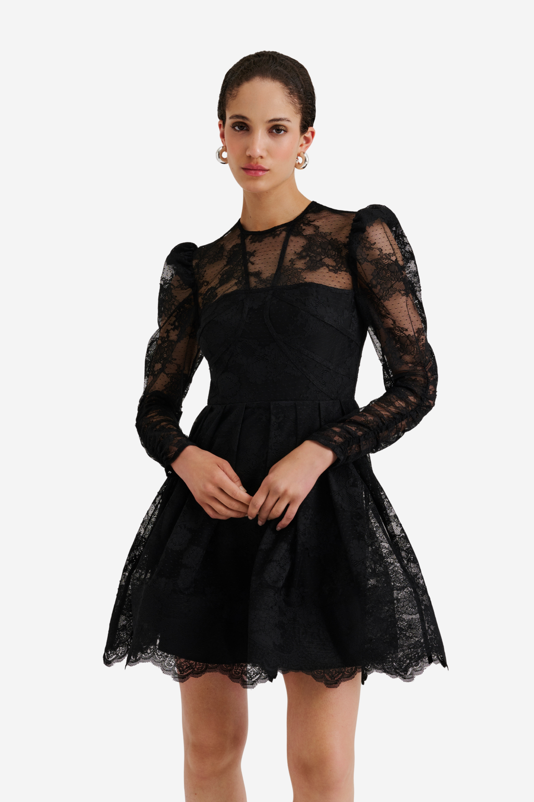 Leoni Lace Mini Dress Black