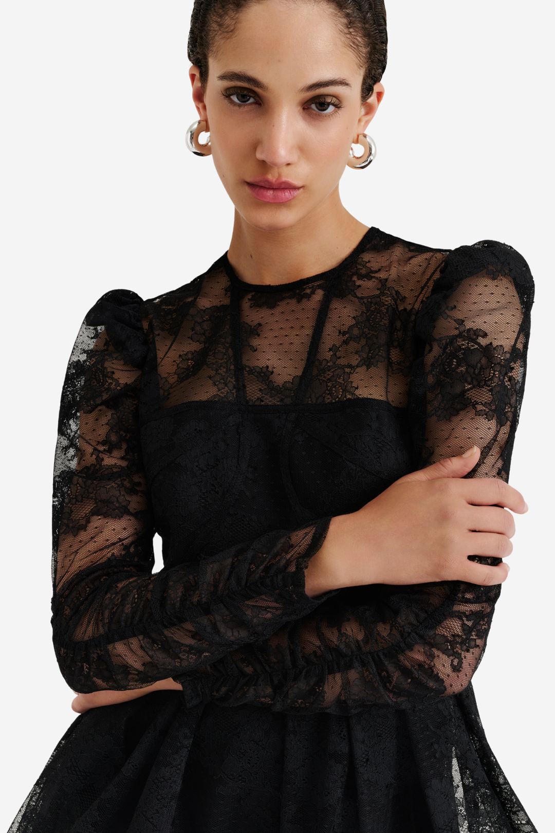 Leoni Lace Mini Dress Black