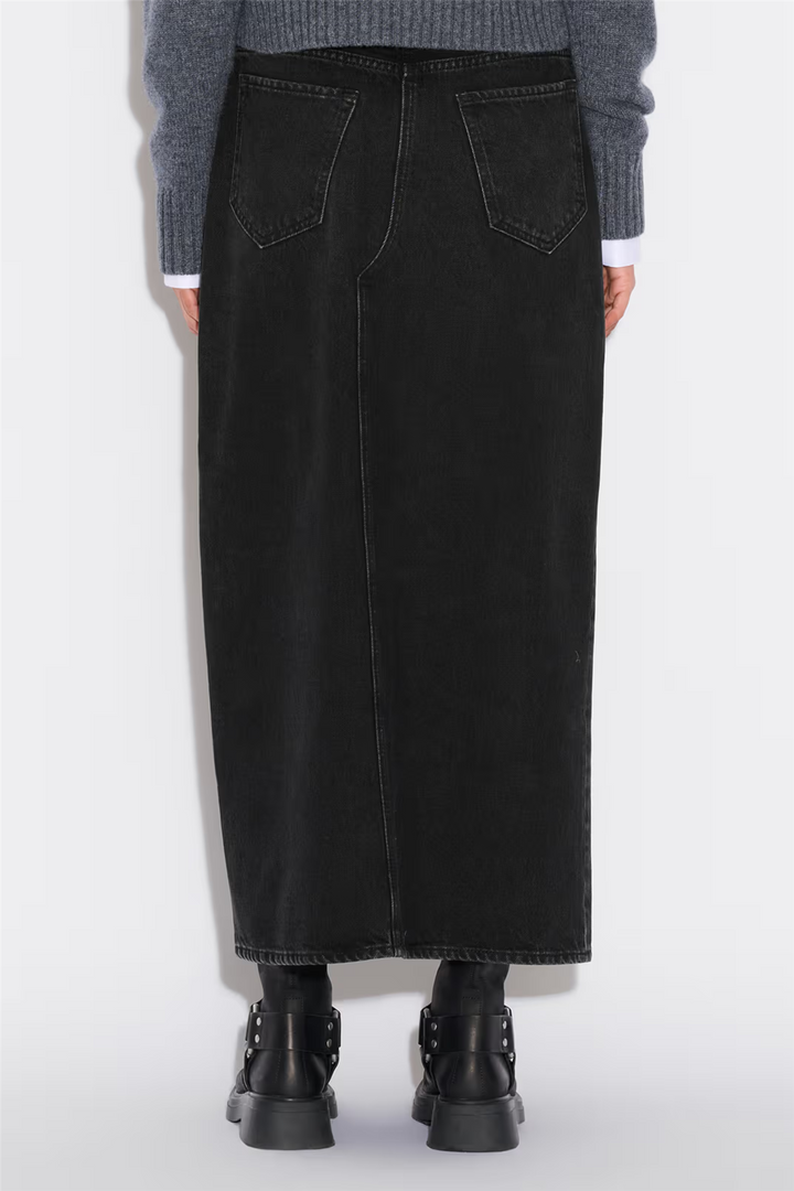 Denim Long Skirt Black