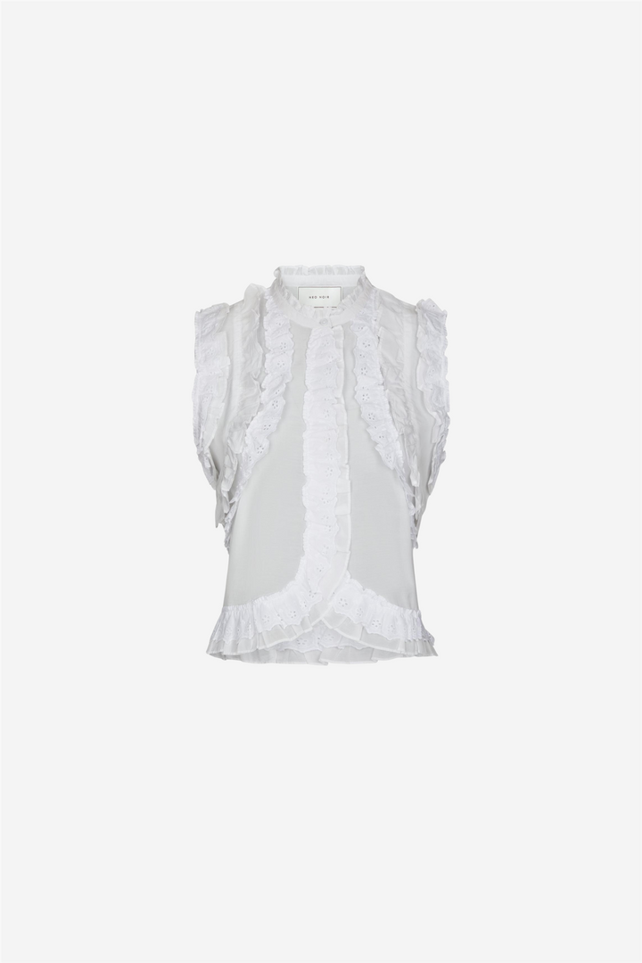 Celia Ruffle Top White