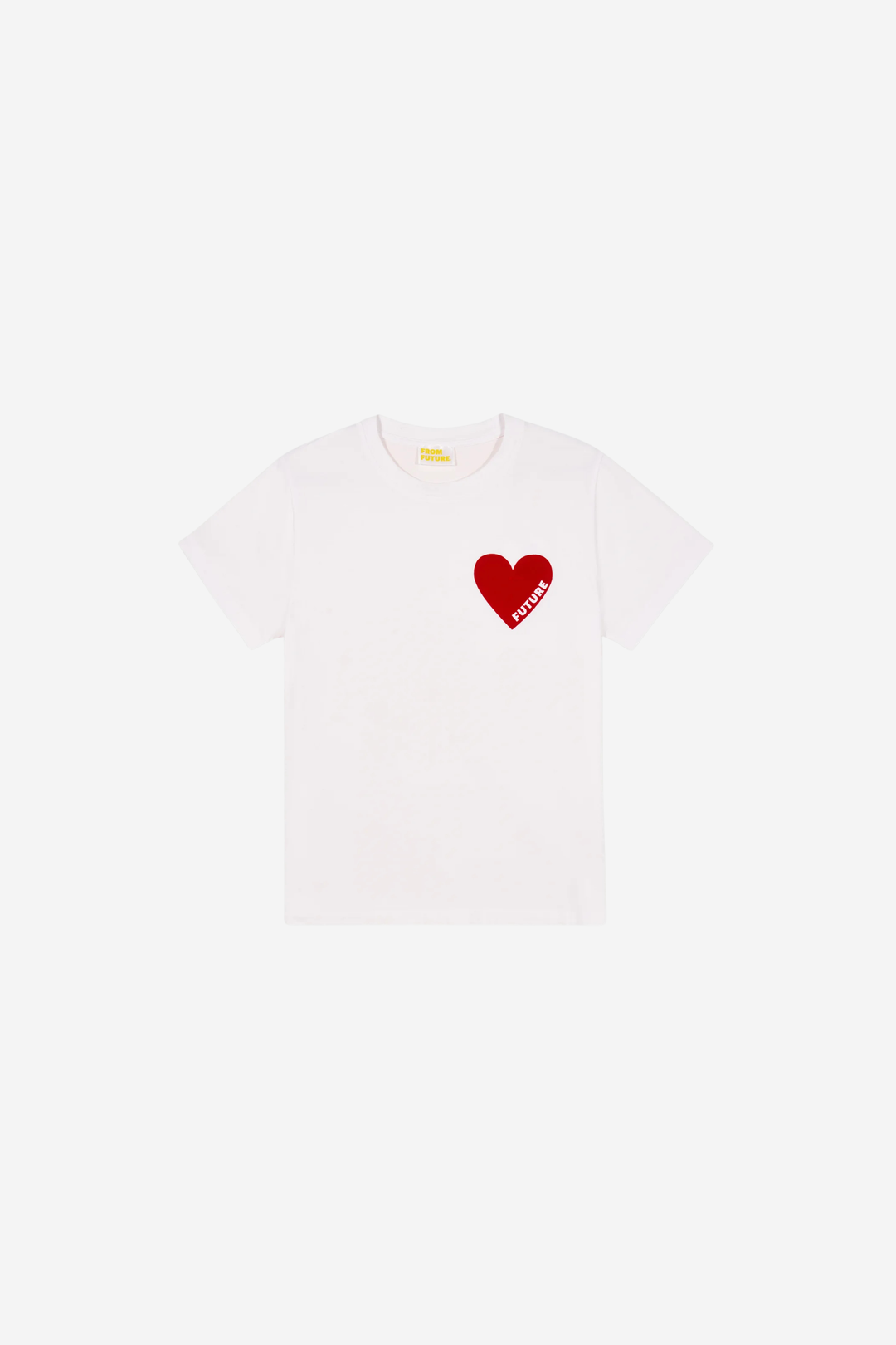 Crewneck Short Sleeve Heart T-Shirt Blanc