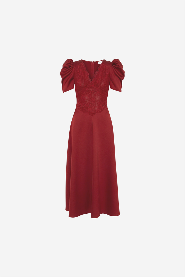 Francis Lace Midi Dress Red
