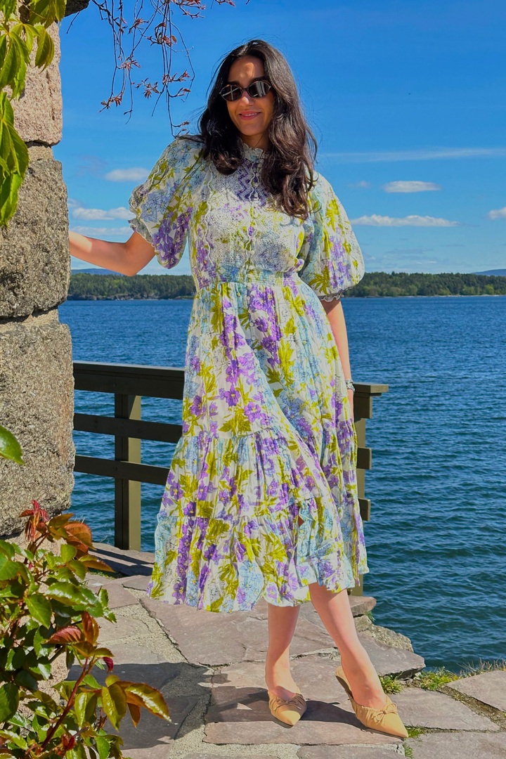 Cotton slub midi dress blossom