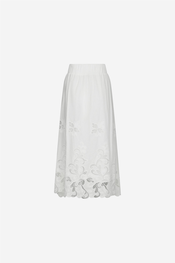 Yara Long Embroidery Skirt White
