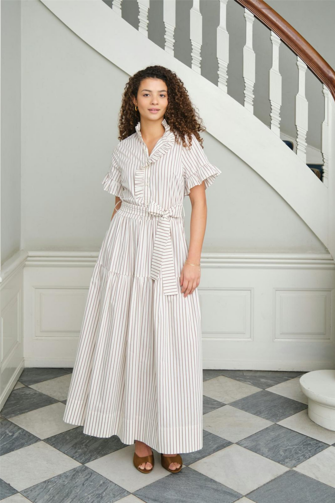 Nellie Wide Stripe Dress Ivory