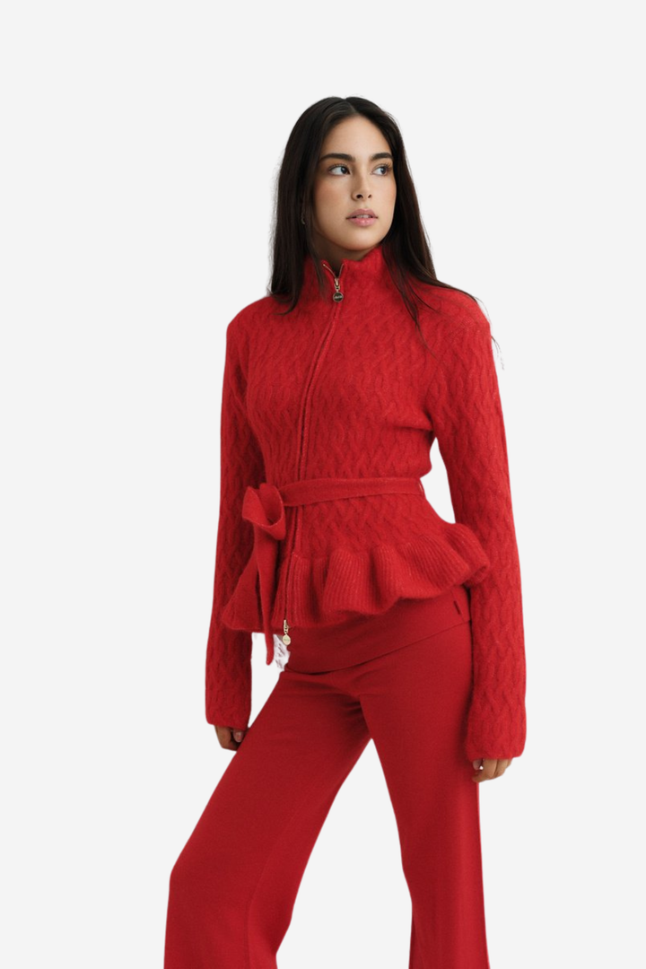 Lene Alpaca Cardigan Bright Red