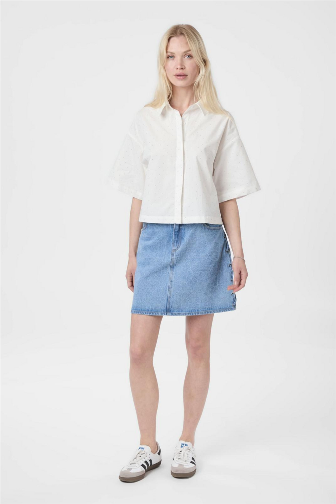 Jasie Poplin Stone Shirt White