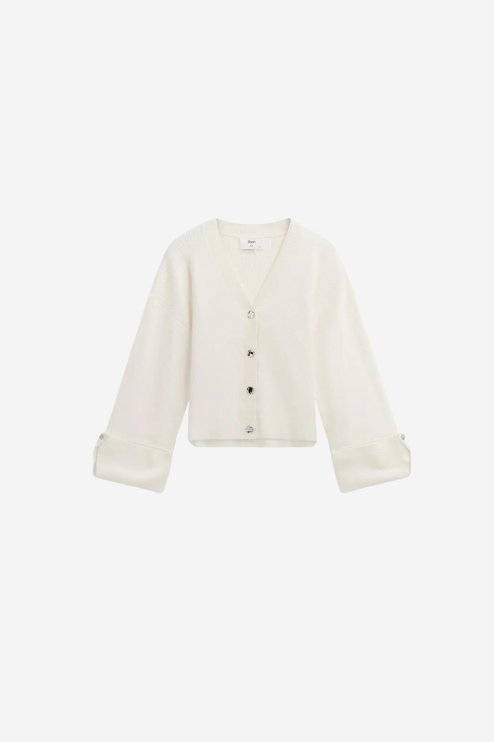 Atari Rib Cardigan Off White