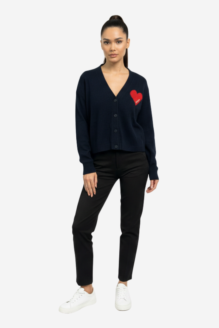 Heart Cardigan Navy