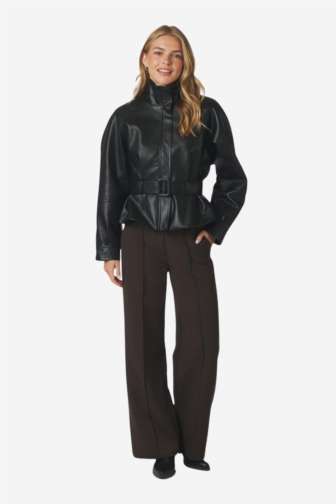 Jaclyn Faux Leather Jacket Black