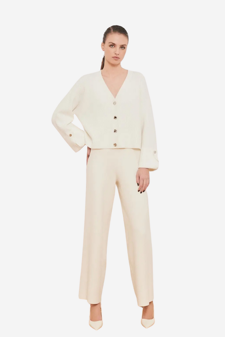 Atari Rib Cardigan Off White