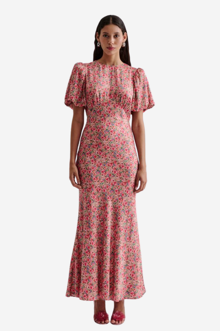 Freja Pouf Sleeve Maxi Dress Pink Desy