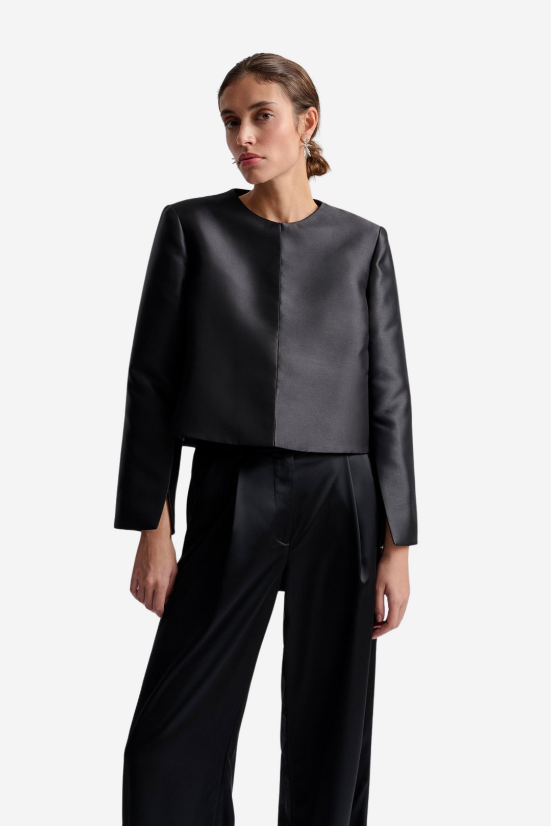 Ruthie Cropped Long Sleeve Blouse Black