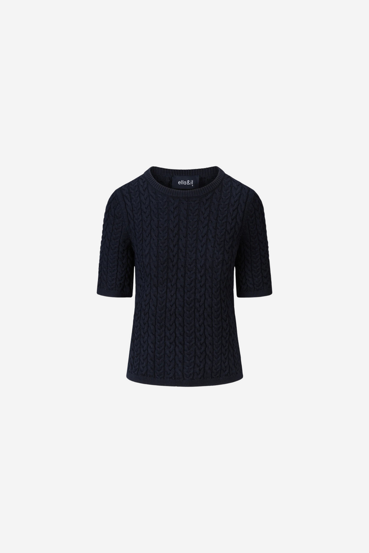 Jenna Chunky Cotton Top Navy