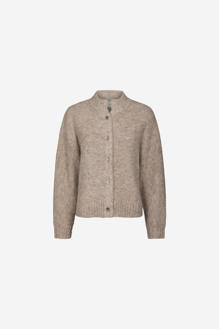 Taura Fluffy Knit Cardigan Beige Melange